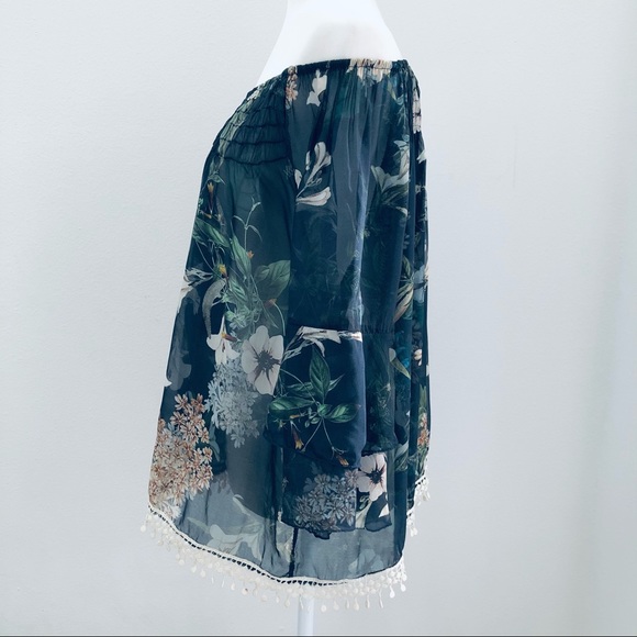 ⭐️Tempo Paris⭐️Silk Chiffon 3/4 Bell Sleeve Blouse - Picture 7 of 12